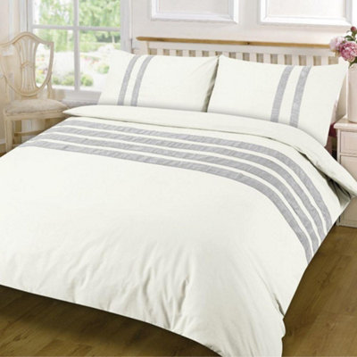 B&Q -  Homespace Direct Lace Dia Duvet Cover Set Luxury King Cream Bedding Set 100% Egyptian Cotton Percale 200 Thread Count