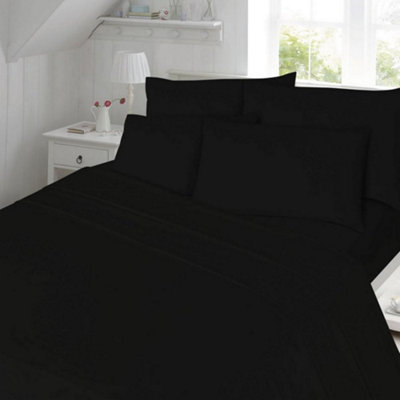 B&Q -  Homespace Direct 180 Thread Count Duvet Cover Set Bedding Black Super King
