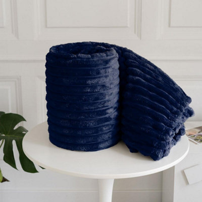 Kampala Hill Chunky Cord Blanket/throw For Sofa Chair Bed Navy 200X240Cm from B&Q