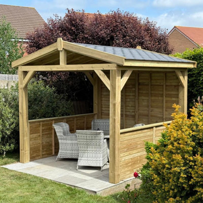 NLC(DRIFFIELD)LIMITED Nlc Wooden Shingle Roof Gazebo 3.6M X 5.4M (11'10" X 17'8") With 15mm Hardwood Ply RoofGrey Felt Shingles And Tanalised Timber from B&Q