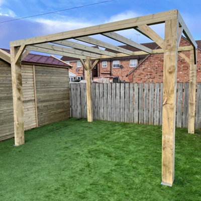 NLC(DRIFFIELD)LIMITED Nlc Wooden Box Pergola 4.8M X 3.6M (15'9" X 11'10") With Heavy Duty Tanalised Timber & Base Plate Kit Included from B&Q