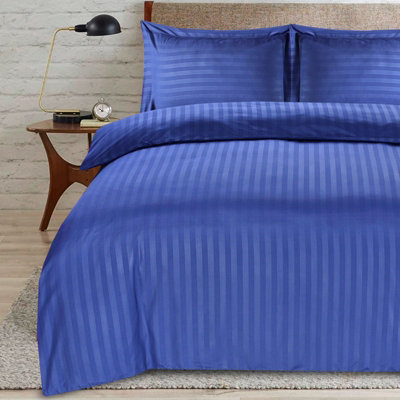 B&Q -  Satin Stripe Duvet Cover SetsSingle Navy Bedding With Satin StripesSingle Duvet Set & Pillowcases