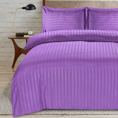Casabella Satin Stripe Duvet Cover Sets Bedding With Satin StripesPurple Superking Duvet Cover Stripe & Pillowcases from B&Q