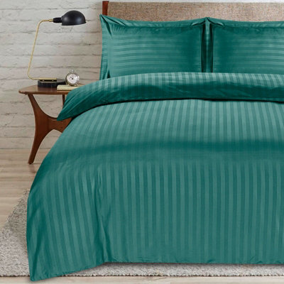 Casabella Satin Stripe Duvet Cover Sets Bedding With Satin StripesJade Superking Duvet Cover Stripe & Pillowcases from B&Q