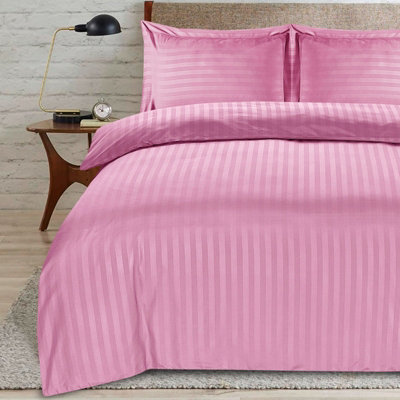 Casabella Satin Stripe Duvet Cover Sets Bedding With Satin StripesPink Superking Duvet Cover Stripe & Pillowcases from B&Q