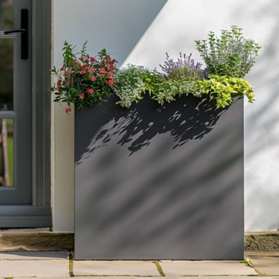 Woven Wood 100Cm Long Zinc Matte Grey 80Cm Tall Trough Planter from B&Q