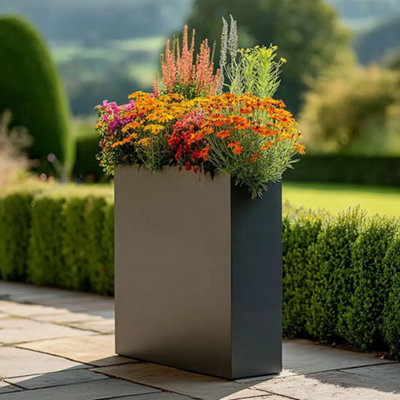 Woven Wood 75Cm Long Zinc Galvanised Matte Grey 90Cm Tall Trough Planter from B&Q