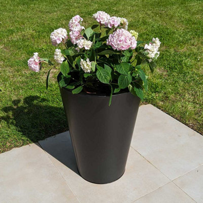 B&Q -  56Cm Zinc Matte Black Cone Planter