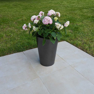 B&Q -  56Cm Zinc Silver & Black Textured Cone Planter
