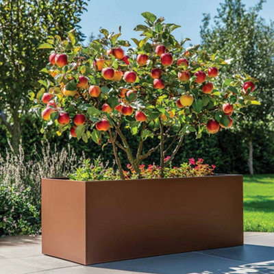 Woven Wood 120Cm Zinc Galvanised Copper Trough Planter