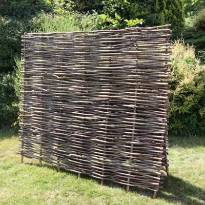 Woven Wood 4Ft X 6Ft Capped Hazel Hurdle Fence Panel Premium Weave from B&Q