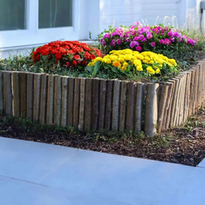 B&Q -  2.4M Hazel Log Roll Flexible Lawn Edging 20Cm Height 2 Pieces