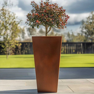 Woven Wood 90Cm Zinc Copper Finish Tall Tapered Square Planter from B&Q