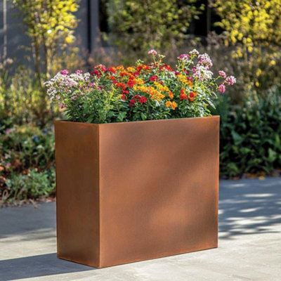 Woven Wood 80Cm Long Zinc Galvanised Copper 60Cm Tall Trough Planter from B&Q