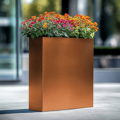 Woven Wood 75Cm Long Zinc Galvanised Copper 90Cm Tall Trough Planter from B&Q