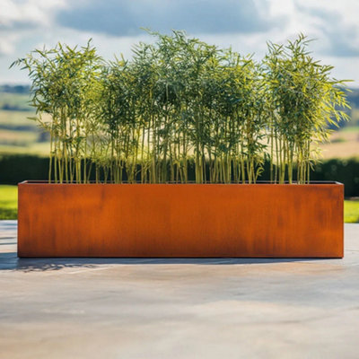 Woven Wood 200Cm Corten Steel Trough PlanterPre-Rusted from B&Q