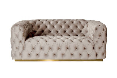 B&Q -  Frankfurt Two Seat Sofa Taupe With Brass Base