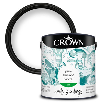 Crown Premium Silk Emulsion Pure Brilliant White2.5L from B&Q