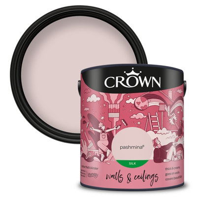 Crown Walls & Ceilings Silk Emulsion Paint Pashmina2.5L from B&Q