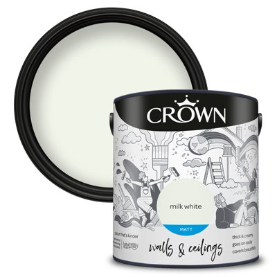 Crown Walls & Ceilings Matt Emulsion Paint Milk White2.5L from B&Q