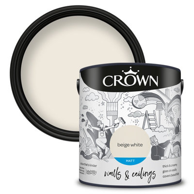 Crown Walls & Ceilings Matt Emulsion Paint Beige White2.5L from B&Q