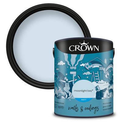 Crown Walls & Ceilings Matt Emulsion Paint Moonlight Bay - 5L Large