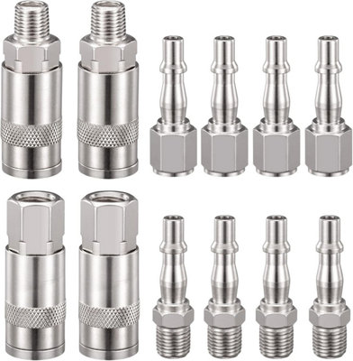 MadeokoLTD 12Pcs Euro Air Line Hose Fitting Connector Quick Release 1/4'' Bsp Male Female from B&Q