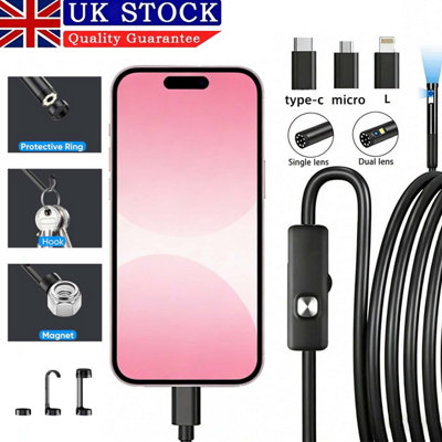 MadeokoLTD Waterproof Endoscope Snake Cam Inspection Camera For Ios Iphone/android Car 5.5M from B&Q