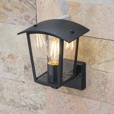 CGC Lighting Cgc Outdoor Outside Wall Light Black E27 Lantern Clear Diffuser Ip44 Traditional Porch Up Facing from B&Q