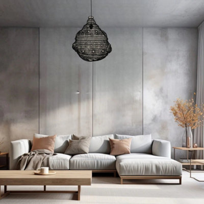 CGC Lighting Cgc Casablanca Large Black Mesh Moroccan Metal Ceiling Pendant Light And Lamp Shade from B&Q