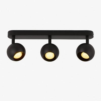 CGC Lighting Cgc Nieve Matt Black Triple Three Head Gu10 Ceiling Surface Spot Light Round Head from B&Q