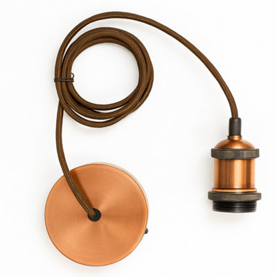 CGC Lighting Cgc Cassie Copper 1.5M Adjustable E27 Ceiling Suspension Cable Pendant And Matching Ceiling Rose from B&Q