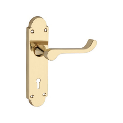 B&Q -  Oakley (S-Type) Lock Lever Handle Polished Brass