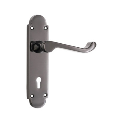 Spira Brass Oakley Lock Lever Handle Nickel Black