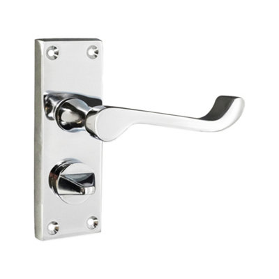 Spira Brass Victorian Scroll Latch Privacy Handle 115mm Polished Chrome from B&Q