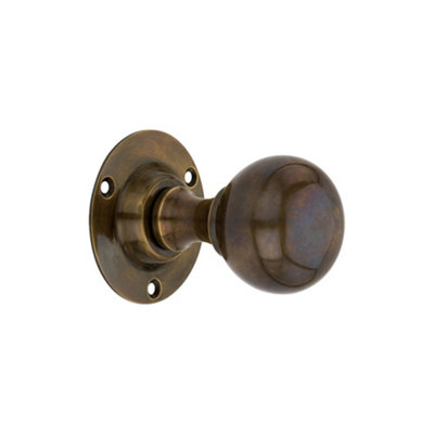 Spira Brass Ball Mortice Door Knob Antique