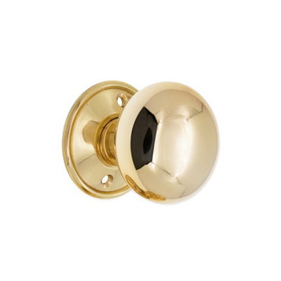 B&Q -  Cottage Large 50mm Rim/mortice Door Knob Polished Brass