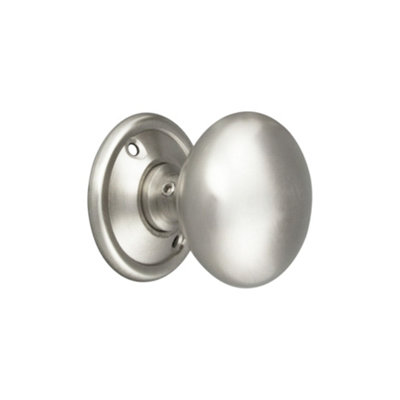B&Q -  Cottage Large 50mm Rim/mortice Door Knob Satin Chrome