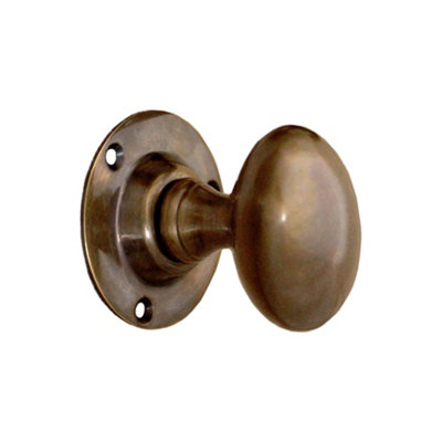Spira Brass Oval Mortice Door Knob Antique