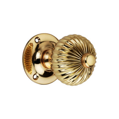 Spira Brass Regency Mortice Door Knob Polished Brass from B&Q