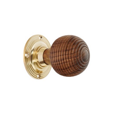 B&Q -  Rosewood Beehive Rim/mortice Door Knob Polished Brass
