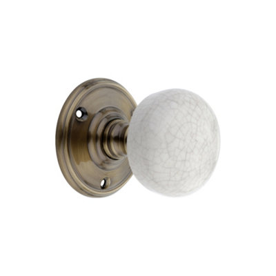 B&Q -  Crackled Porcelain Mortice Door Knob Antique Brass