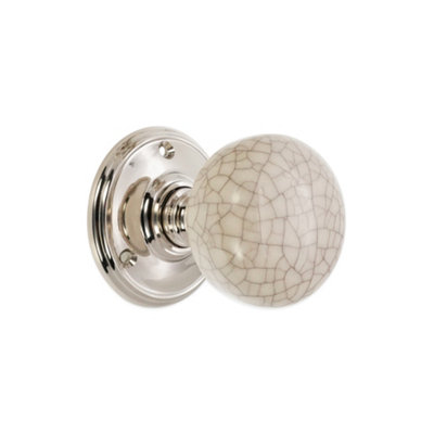 B&Q -  Crackled Porcelain Mortice Door Knob Polished Nickel