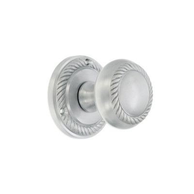 Spira Brass Georgian Mortice Door Knob Satin Chrome from B&Q
