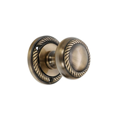 Spira Brass Georgian Mortice Door Knob Antique Brass from B&Q