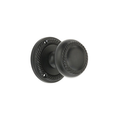Spira Brass Black Georgian Mortice Door Knob Matt