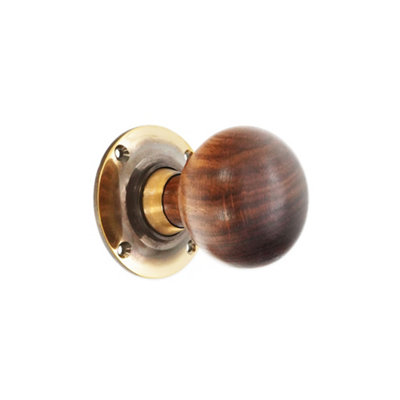 Spira Brass Rosewood Bun Rim/Mortice Door Knob Aged Brass