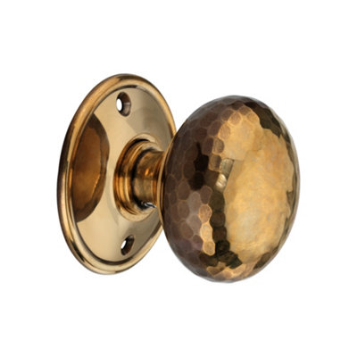 B&Q -  Hammered Cottage Large Rim/mortice Door Knob Aged Brass