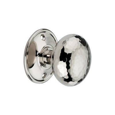 Spira Brass Hammered Cottage Large Rim/mortice Door Knob Polished Nickel from B&Q