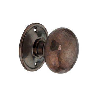 B&Q -  Hammered Cottage Large Rim/mortice Door Knob Antique